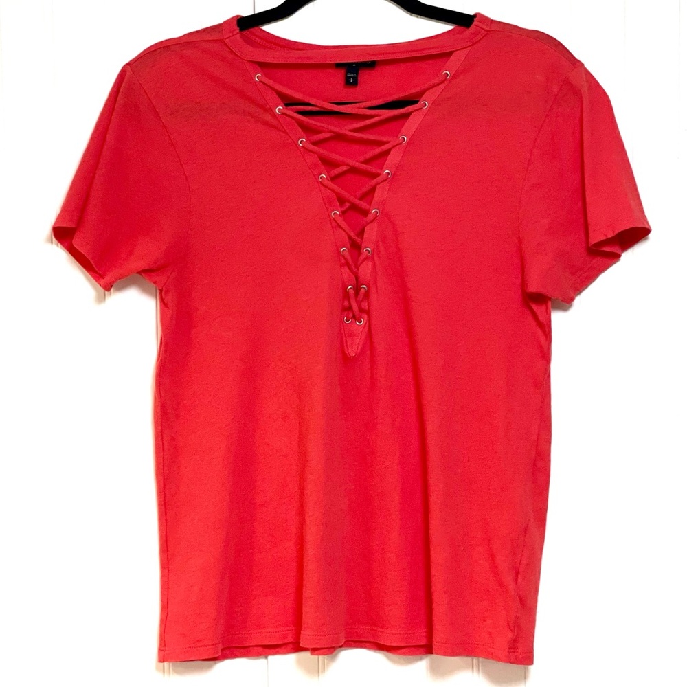 Express Coral Tie Front Top - Sz S